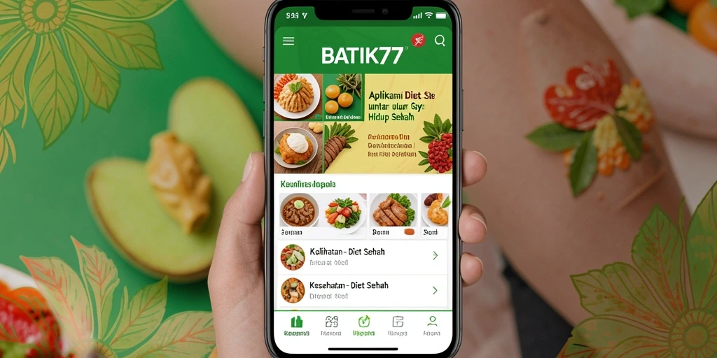 Antarmuka aplikasi BATIK77 untuk diet sehat.