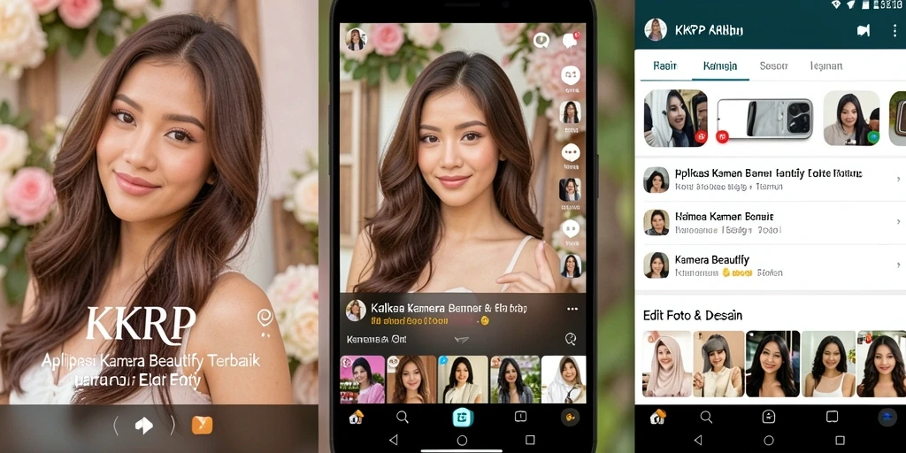 Antarmuka KKRP menampilkan berbagai fitur editing kamera beautify.