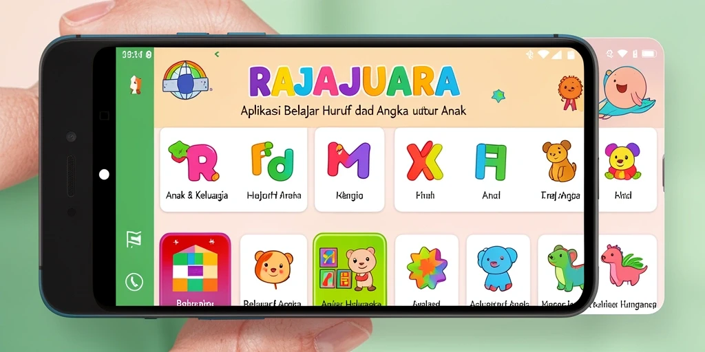 Tampilan antarmuka RAJAJUARA yang interaktif dan menarik bagi anak.