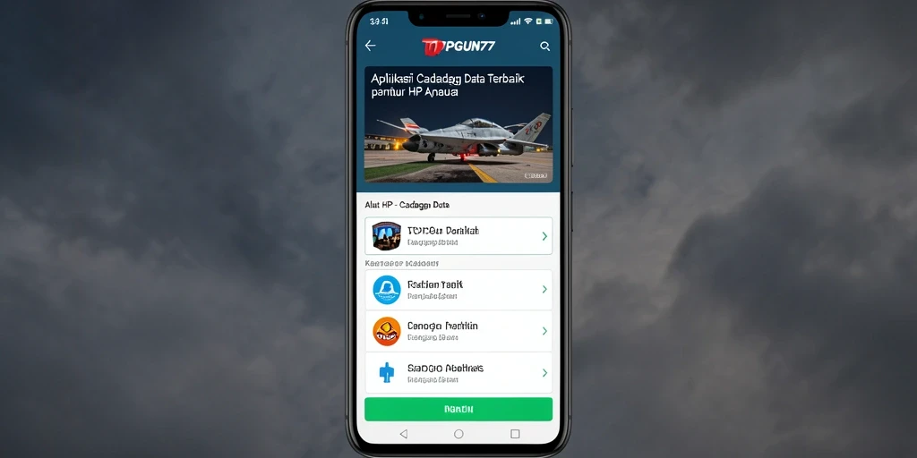 Antarmuka aplikasi TOPGUN77 untuk pencadangan data yang intuitif dan efektif.